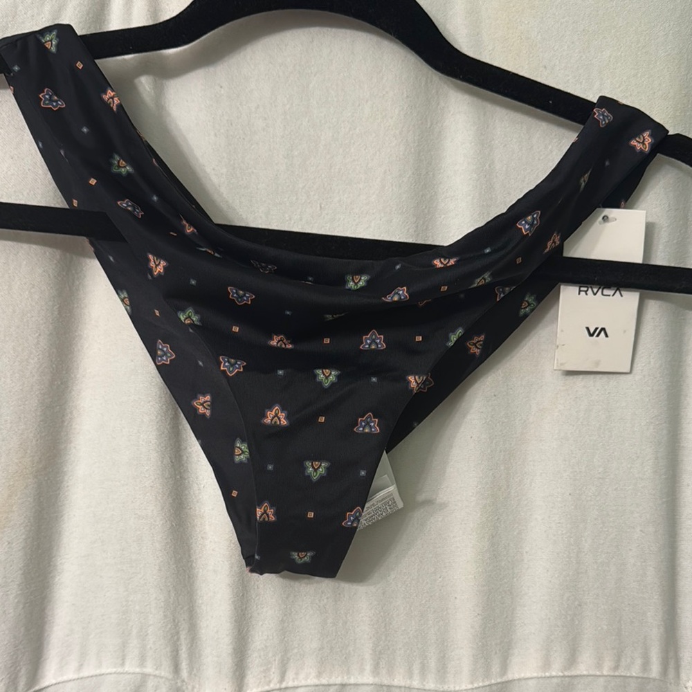 RVCA Black Patterned Bikini Bottom